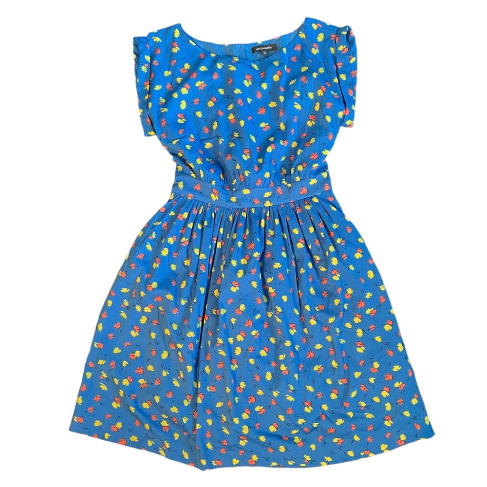Emily and fin womens blue floral dress size Xs